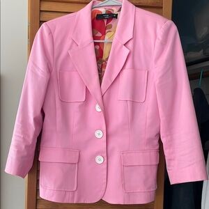 Pink Blazer with Notched Lapels and Tailored Fit